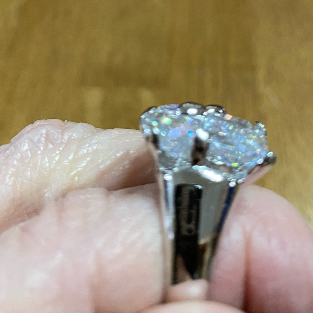 Silver Tone Multi Chunky Stone Ring Size 8 - image 4